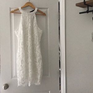 Halter white lace dress